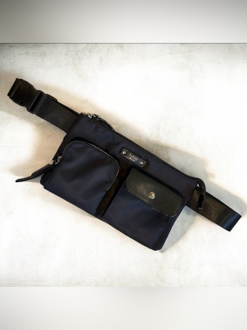 Tutilo New York Black Nylon Convertible Crossbody Belt Bag Fanny Pack